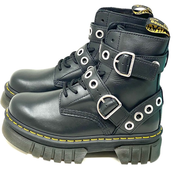 Dr. Martens Audrick 8IB HDW Black Leather, Lady’s Combat Boots. - Picture 4 of 8
